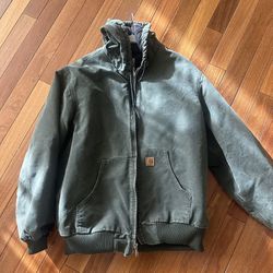 Carhartt RN 14806 Lined Hooded Green Heavy Duty Jacket Size Men’s XL Tall
