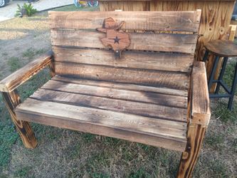 Rustic Wood Bench with Texas Cutout