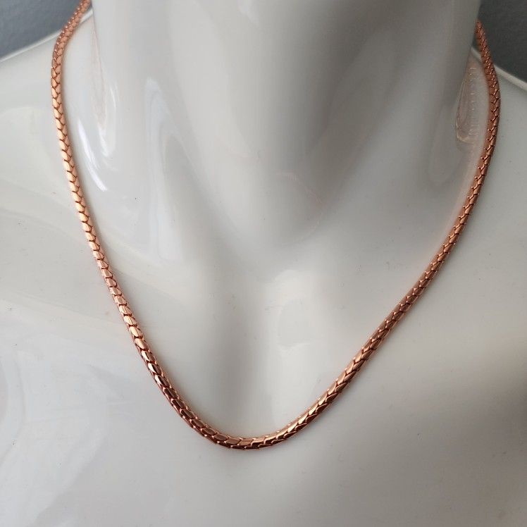 Pure Copper Dragon Bone Chain Necklace 19.7 Inches 3mm Thick with Brass Clasp

