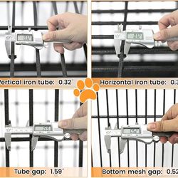  Pet 37 inch Stackable Heavy Duty Dog Crate, Indestructible Escape Proof Dogs Cage Kennel with Lockable Wheels, Removable Tray & Metal Grid, Double Do