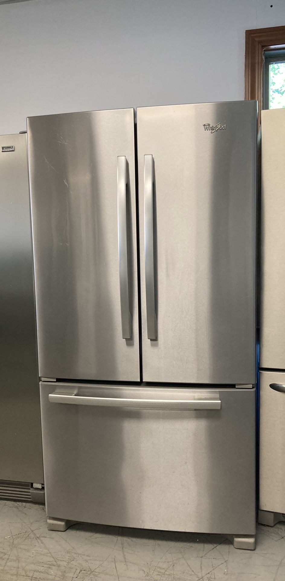 Whirlpool Refrigerator Three doors Stainless Steel 70 high by 36 Wide like new Works Perfectly Very Clean 1216 Hartford Turnpike Vernon CT