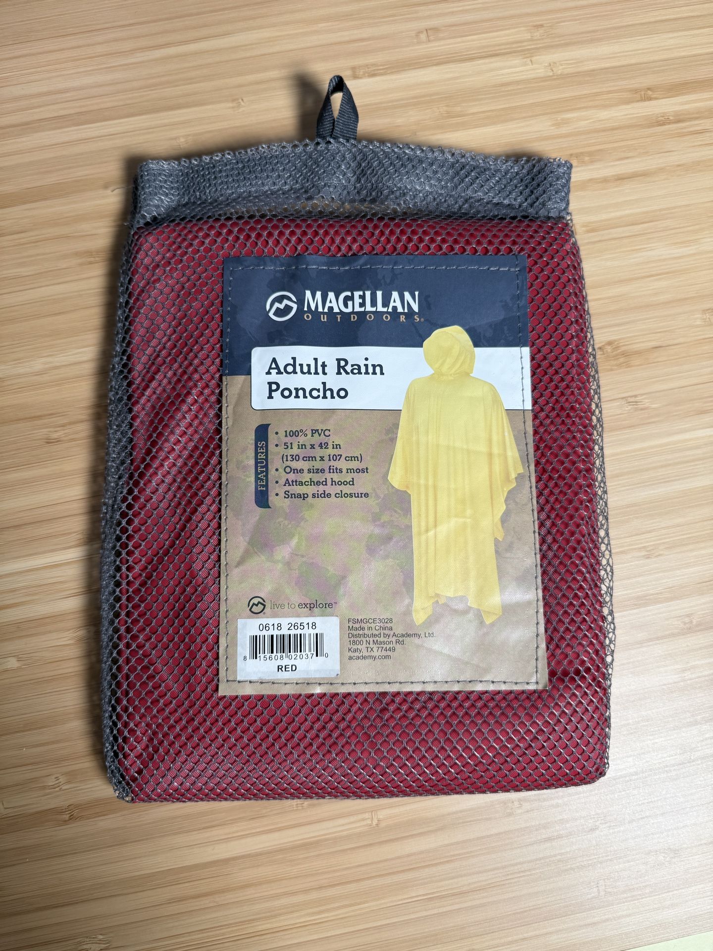 Magellan Red Adult Rain Poncho