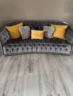 2 SOFAS WITH THROW PILLOWS