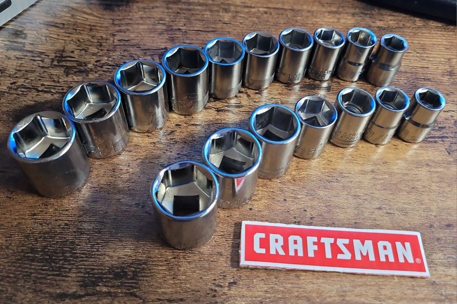 17 Craftsman 3/8" Sockets 6 Pt Sae Mm