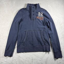 Y2K Hollister Women’s S Blue Button Up Long Sleeve Sweatshirt Grunge #2806
