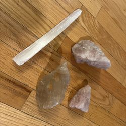 4 Crystals Selenite And Quartz Healing Geologic Collectables Rocks
