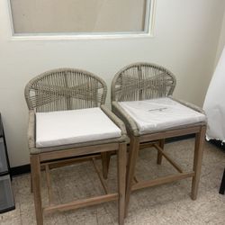 Pair Of Beige Barstools Indoor/outdoor 