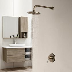 Brewst Round Rain Showerhead Only Wall Mount Shower System In Antique Brass Solid Brass