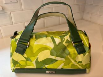 New TUMI Cargo Green Print Handbag with Leather Trim