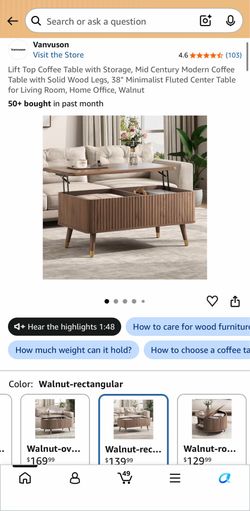 Vanvuson Lift Top Coffee Table with Storage