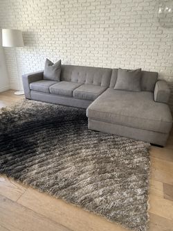 Modern Gray Chaise Sectional + Safavieh 8x10 Rug – $325