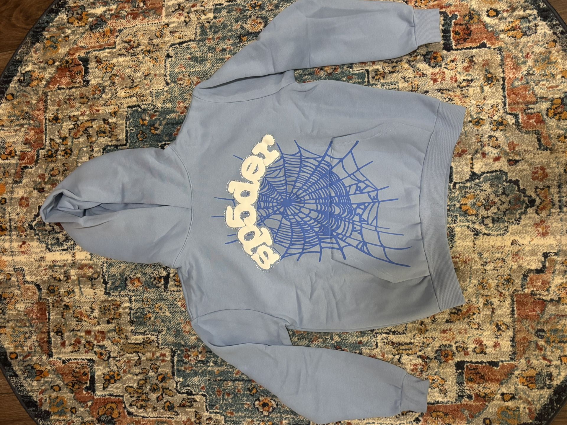 Blue Sp5der Hoodie, Size M