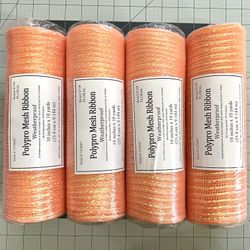 4 Rolls Of Coral Polypro Mesh Ribbon 10in X 10yds