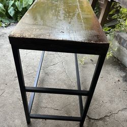 Table- Metal Base - Wood Top - 50" x 18" x 30 high Just Needs A Little DIY Or New Top