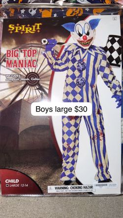 Spirit Big Top Maniac Clown Costume Boys Large