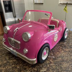 OG Our Generation Pink Retro Convertible Car Fits American Girl Dolls FM RADIO 24”