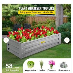 Raised Garden Bed 46 in. x 24 in. x 10 in. Metal Planter Box Light Gray Galvanized Steel Raised Planter Boxes
