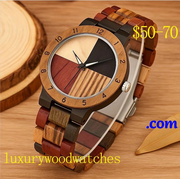 Women's Wooden Watch Vintage Plaid Lightweight Quartz Watch Adjustable Wooden Strap + Stainless Steel Clasp Christmas Gift/Birthday Gift/Literary Wome