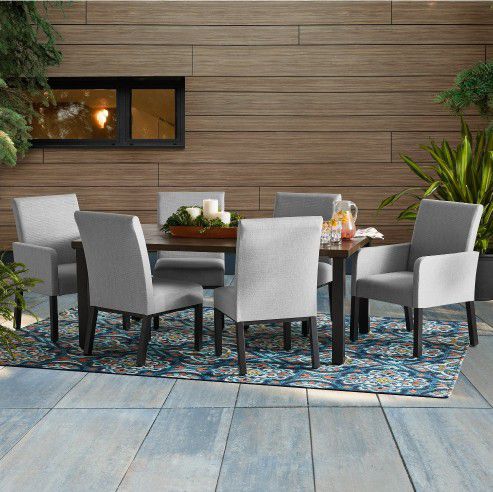 7pc Outdoor Patio Set GRAY 70IN TABLE New