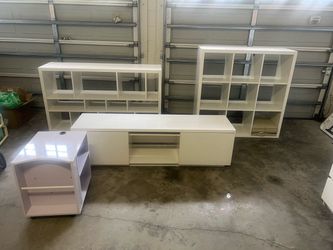 White Drawers TV console (ikea) & White chubbies storage