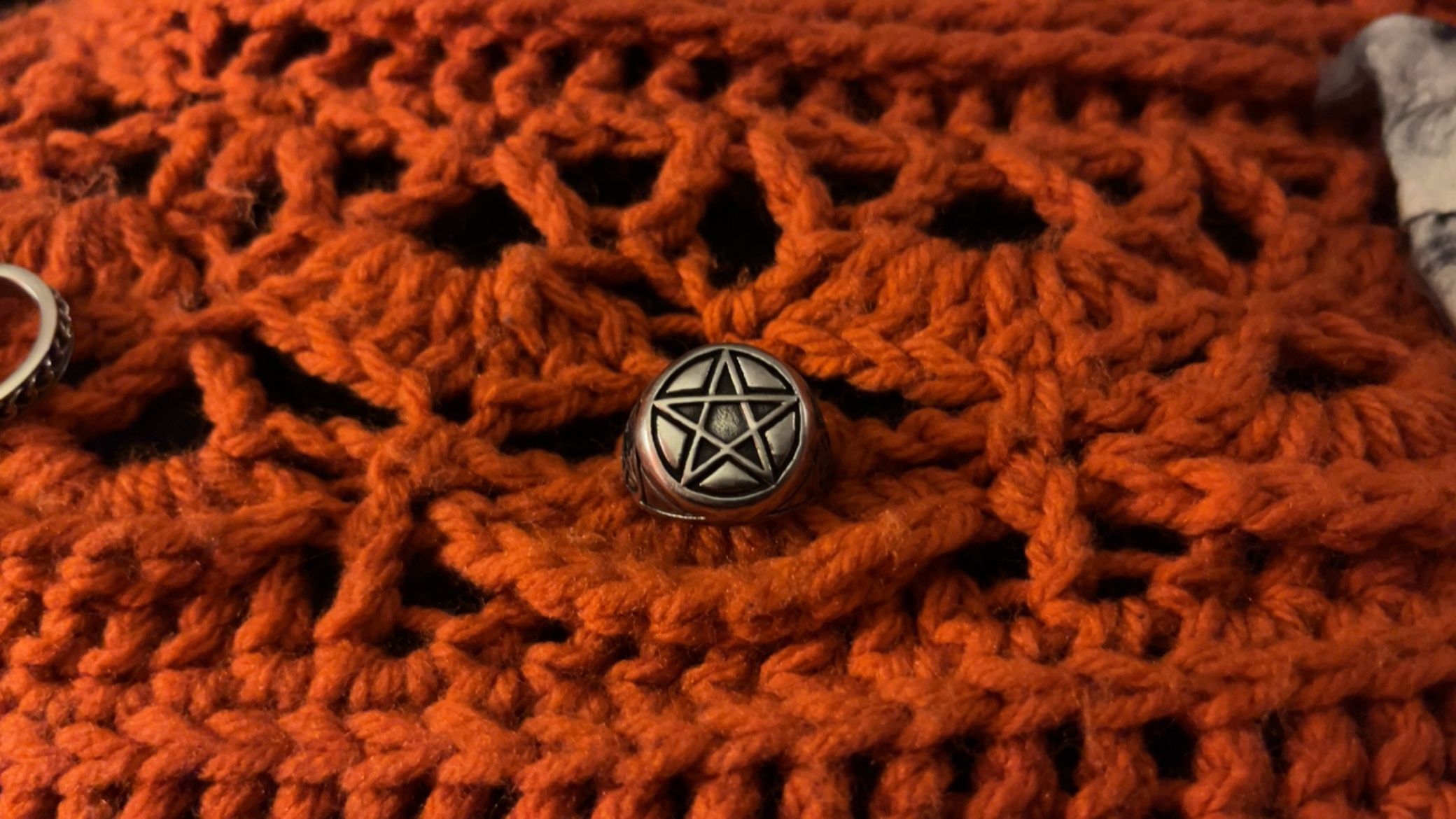 Size 7 Stainless Steele Pentacle Ring 