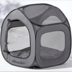 Lightweight Dog Crate, Foldable Pop-Up Kennel Travel Dog House 26" L x 26" W x 28.5" H, Light Grey