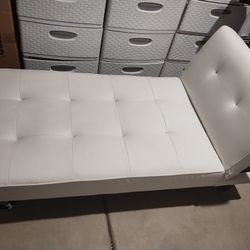 Convertible Faux Leather Futon Chaise Lounge 