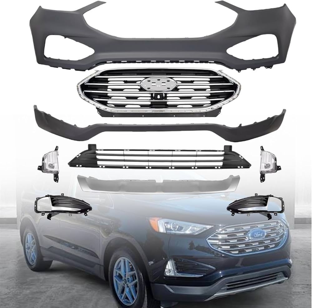 New Complete Front Bumper Cover Kit with Grille & Fog Lights Fits 2020-2022 Ford Edge