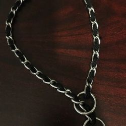 Silver and black chain Dog collar