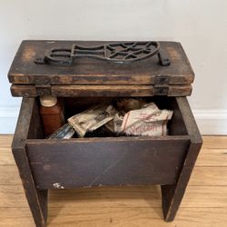 Vintage wooden shoe polishing box