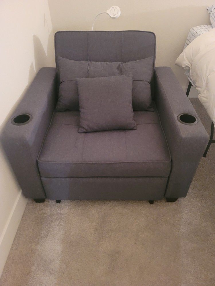 Grey Twin XL Chair Bed
