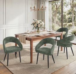 4X Grayish Green fabric dining chairs