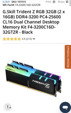 G.Skill Trident Z RGB 32GB (2 x 16GB) DDR4-3200 PC4-25600