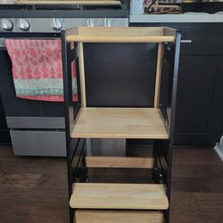 Set of 2 Kids Learning Towers / Kitchen Helpers - Natural & Black