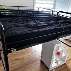 Twin metal loft bed with memory foam mattress