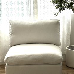 Modern White Fabric Armless Chair 