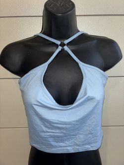 Shein Blue Crisscross Front crop top - Size M