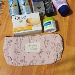 Beauty Products And Makeup Bag 