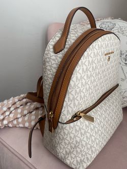 White & Tan Michael Kors Backpack