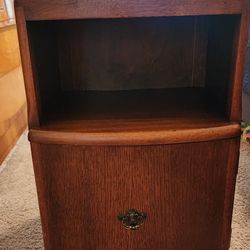 Vintage Wood Nightstand / Side Table with Cabinet