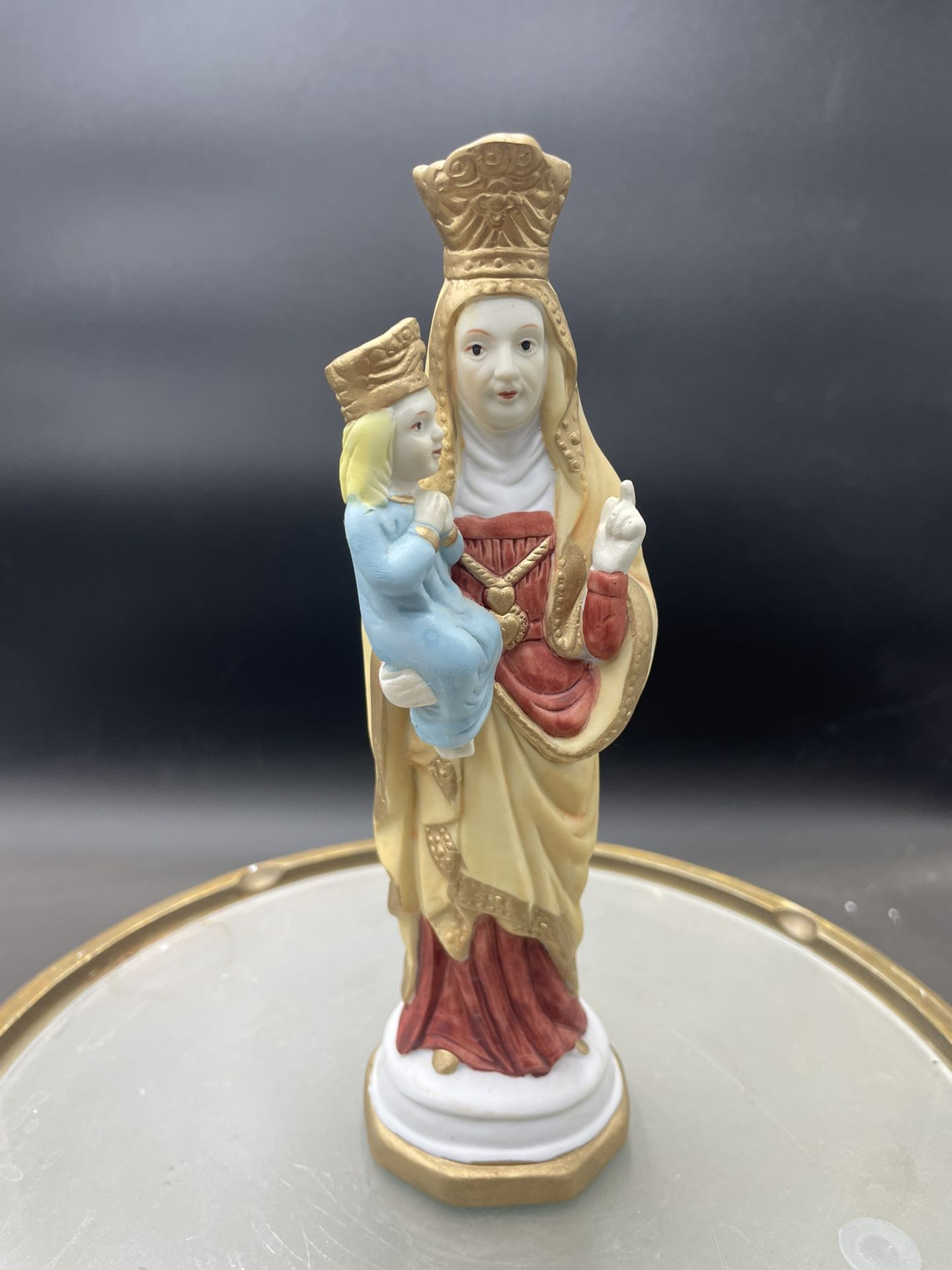 Vintage 8” Saint Anne & Jesus Bisque Figurine LN 