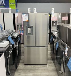 Samsung - 30”(wide) 22 cu. ft. 3-Door French Door Smart Refrigerator with External Water Dispenser - Stainless Steel