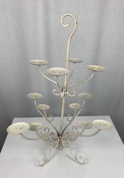 Metal White Coated Candle Holder
