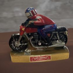 1971 Motorcycle Racer Whiskey Decanter by Ezra Brooks Captain America Helmet