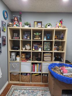 Ikea kallax shelf white stained oak 5x5