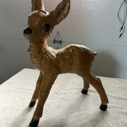 Vintage Hand-Painted Fawn Figurine – Retro Deer Statue 12” Tall