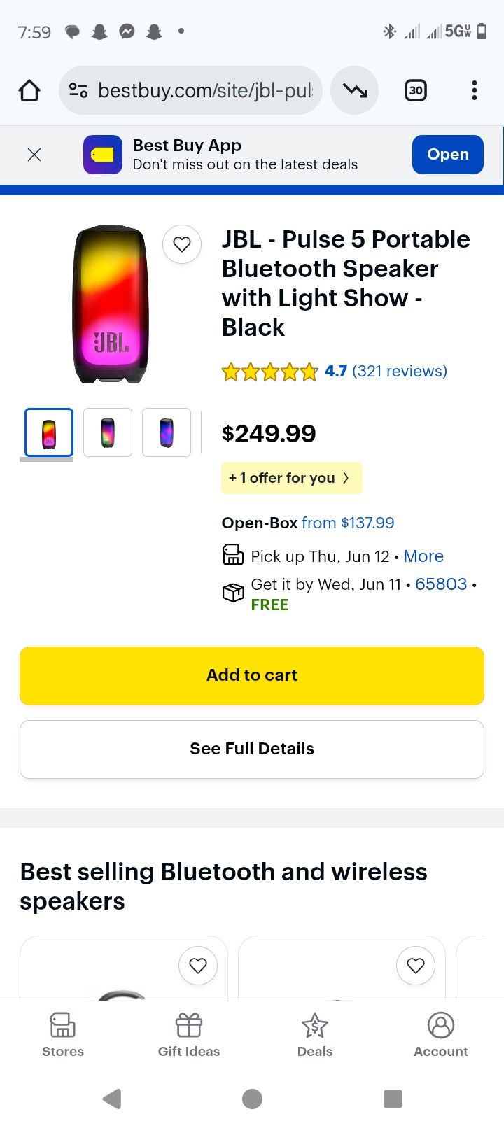 JBL Pulse 5 Portable Bluetooth Speaker