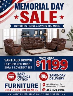 SANTIAGO BROWN LOVESEAT AND SOFA SET $1199! FAST SHIPPING 🚚 NO CREDIT CHECK 💰
