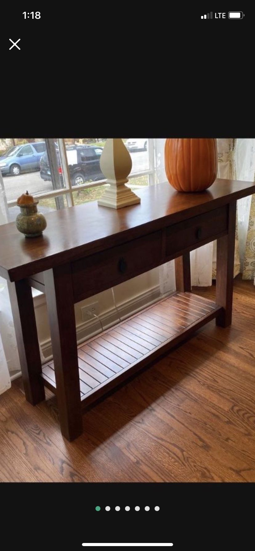 World Market Solid Wood Entryway, Console Table, Couch Accent Table With 2 Drawers In Excellent Condition