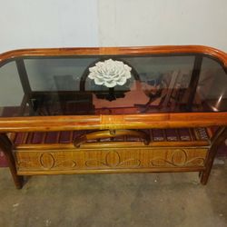 Vintage Bamboo Wicker Coffee Table 